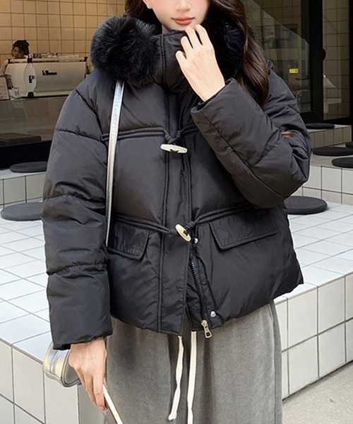 ダウンコート ダウンジャケット フェイクファーフード中綿ジャケット