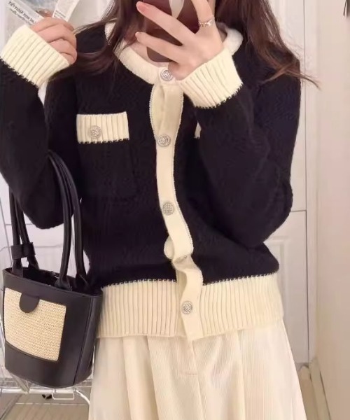 LACーVERT カーディガン バイカラーカーディガン レディース