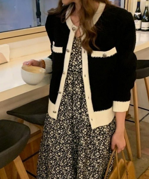 LACーVERT カーディガン バイカラーカーディガン レディース