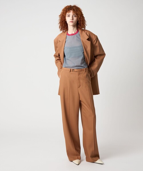 6(ROKU)＞コットン チノ ワイド パンツ ブラウン 34 UNITED ARROWS LTD