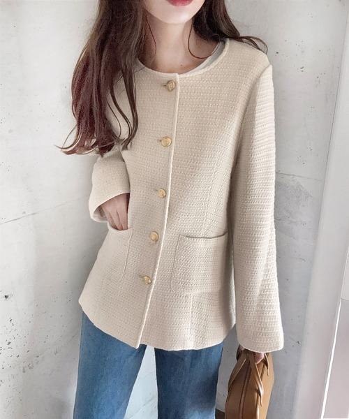 LAUIR（ラウアー） ジャケット ノーカラージャケット 金釦オーバー