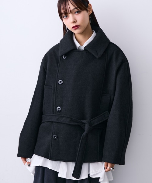 MONOe ピーコート pコート ウールライクボリュームショートコート