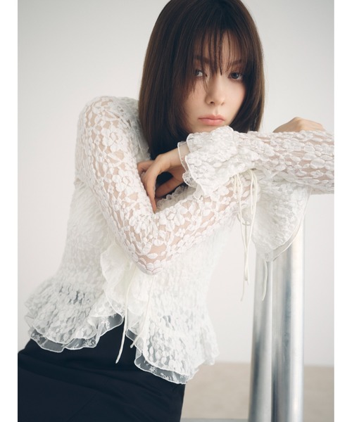 FRAY I.D（フレイ・アイディー） tシャツ ラッフルデザインレース