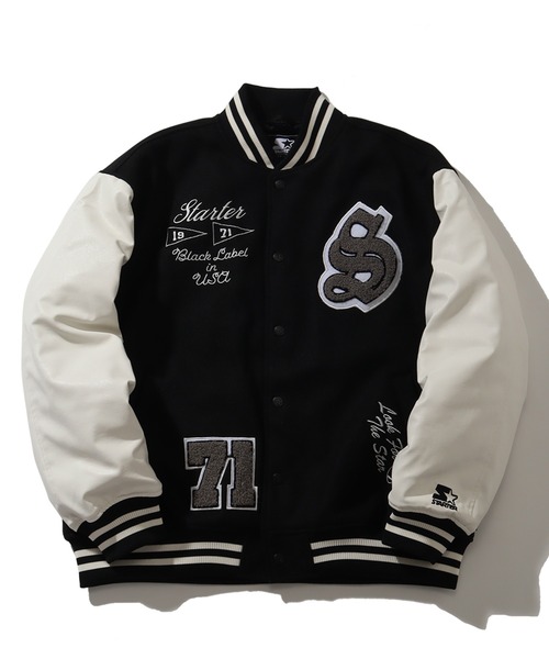 STARTER（スターター） スタジャン 袖 PU フェイク メルトン 中綿