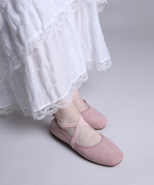 shoes365 バレエシューズ パンプス 「shoes365」スエード素材のクロス