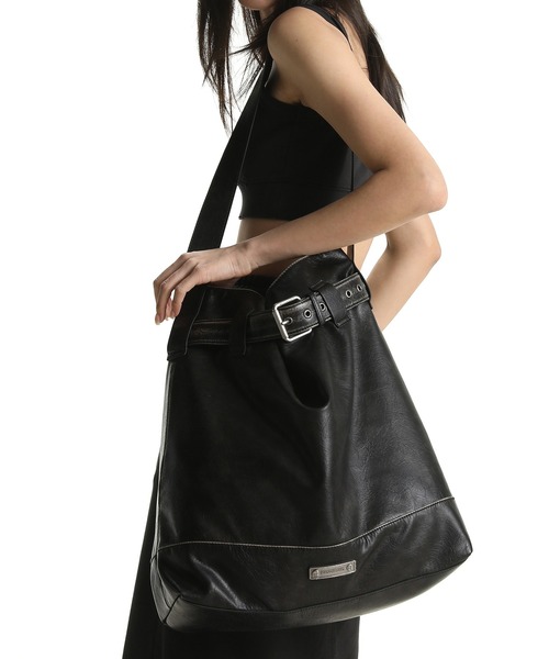 MASONPRINCE トートバッグ ベルトデザイン PUレザー ショルダートート