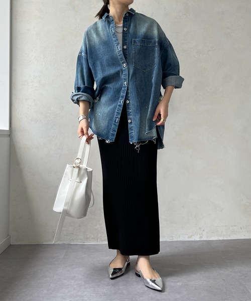 DouDou（ドゥドゥ） ブラウス シャツ 「新色追加」ダメージデニム