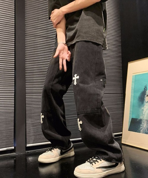 ARCADE（アーケード） ジーンズ クロスパッチ ルーズストレートデニム