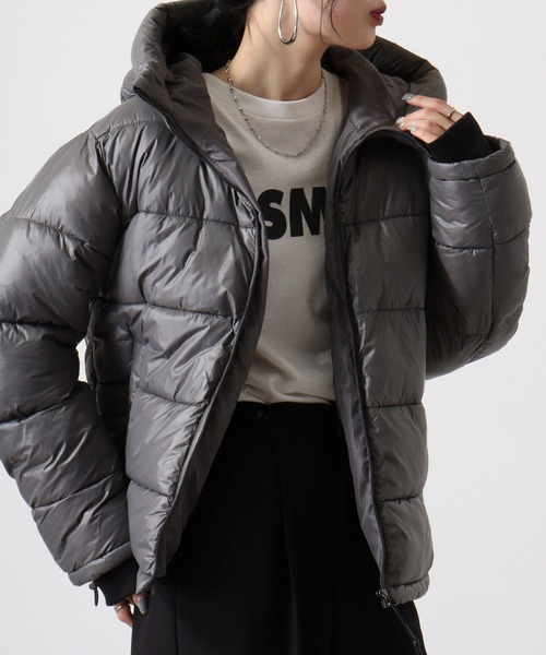 SUGGESTION ダウンジャケット ダウン Silent-processed padded hood