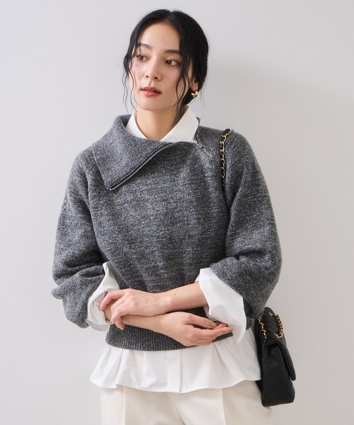VIS（ビス） ニット セーター フロントジップニットプルオーバー