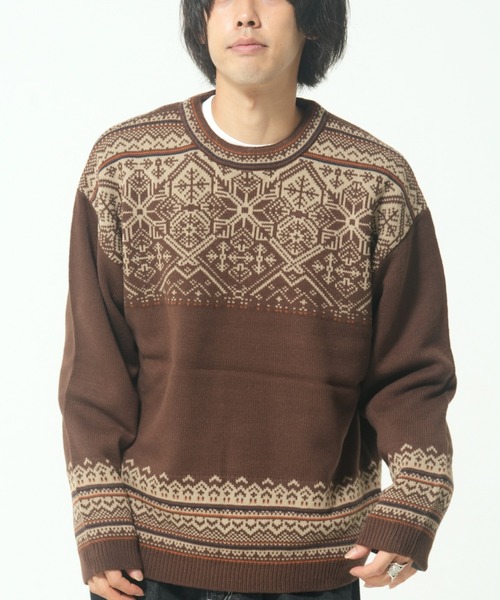 ROUGH TRADE セーター ニット ノルディック柄クルーネックニット(M1