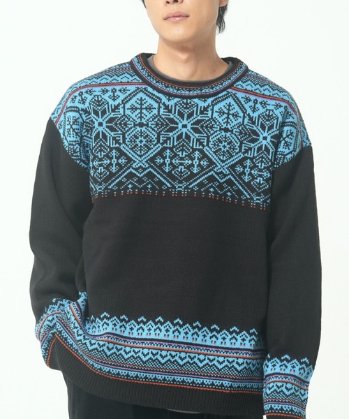 ROUGH TRADE セーター ニット ノルディック柄クルーネックニット(M1