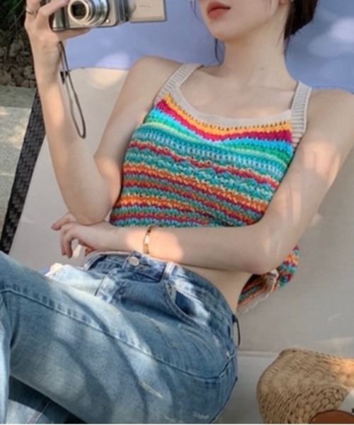 LADY LIKE（レディライク） キャミソール バッククロスかぎ編みシアー