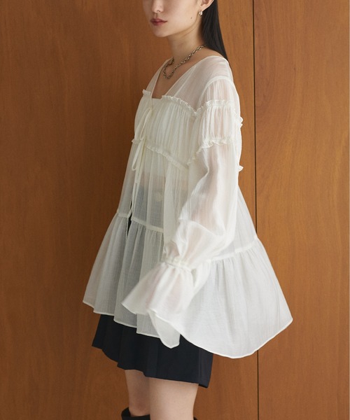 natural couture ブラウス シャツ 「WEB限定」ギャザーティアード