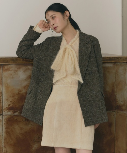 Olu.（オルドット） ブラウス シャツ スパンコールレースリボンタイ