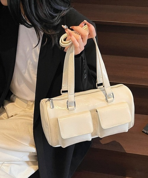 LACーVERT ボストンバッグ アウトポケット ロングハンドルボストン