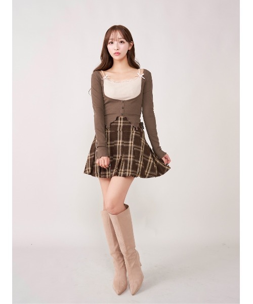 Darich（ダーリッチ） リボンレースレイヤードリブトップス レディース