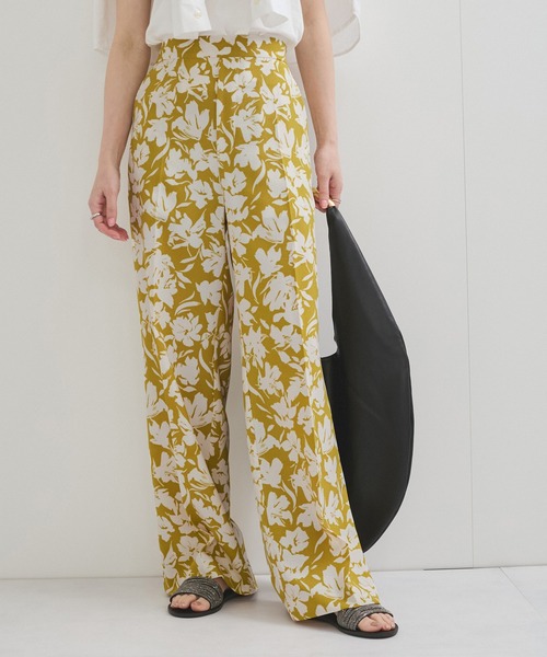 LE CERCLE par rope' パンツ リネンライクフラワープリントイージー