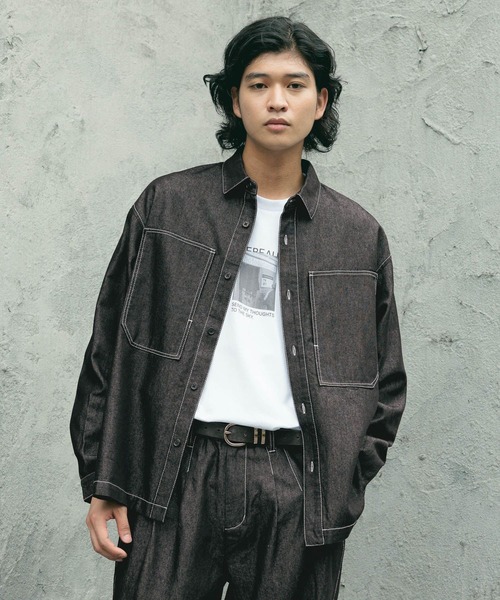 RAGEBLUE（レイジブルー） シャツ 「BREEZY DENIM」ステッチデニム