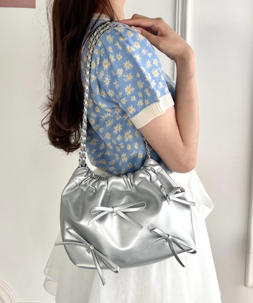 Loueme ハンドバッグ 「6色展開」メニーリボンチェーンショルダー