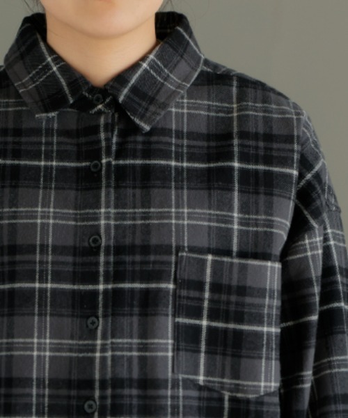 HUG.U（ハグユー） ブラウス シャツ こなれチェックシャツ 「柔らか 綿