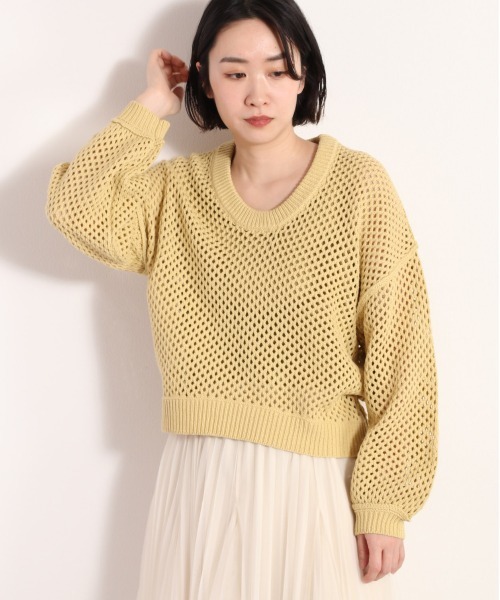 cepo（セポ） ニット セーター スプリングカラーメッシュニット