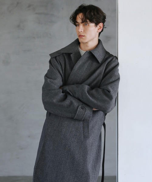 CTHY ステンカラーコート コート 2wayメルトンオーバーサイズロング