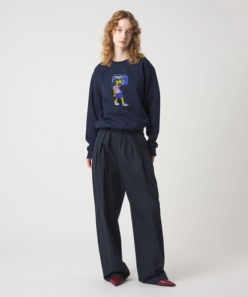 6 スラックス パンツ 「6(ROKU)」タック パンツ ネイビー レディース