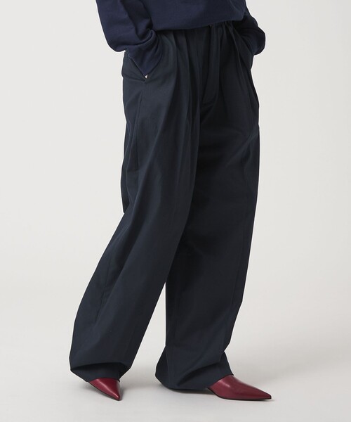 6 スラックス パンツ 「6(ROKU)」タック パンツ ネイビー レディース