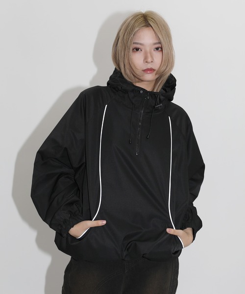 ブルゾン アウター ハーフジップパイピングリフレクトテックジャケット