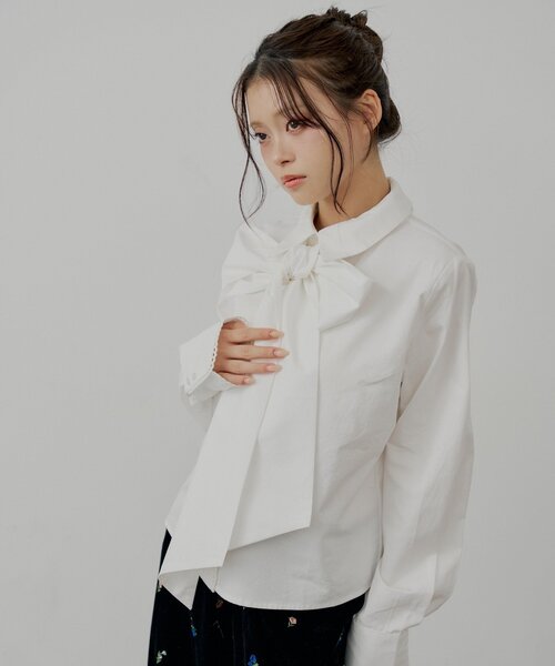 Chico（チコ） ブラウス シャツ 「SALON by Chico」リボン付きレース