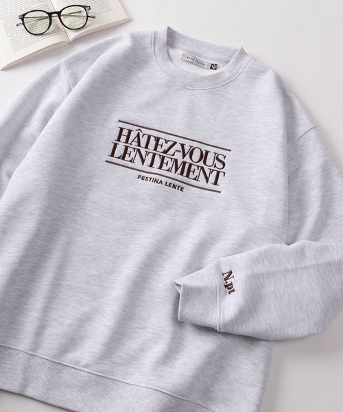 トレーナー スウェット 「84」フレンチロゴ刺繍 裏毛 クルーネック