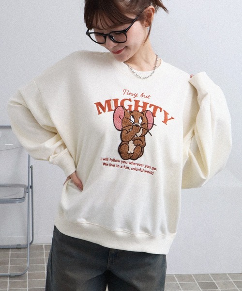 トレーナー スウェット 「Tom ＆ Jerry/トム ジェリー」サガラ刺繍 裏