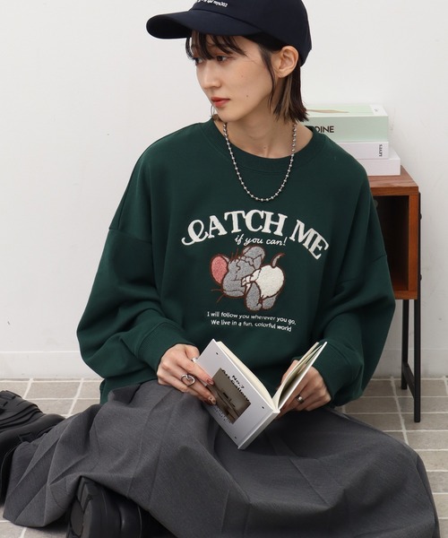 トレーナー スウェット 「Tom ＆ Jerry/トム ジェリー」サガラ刺繍 裏