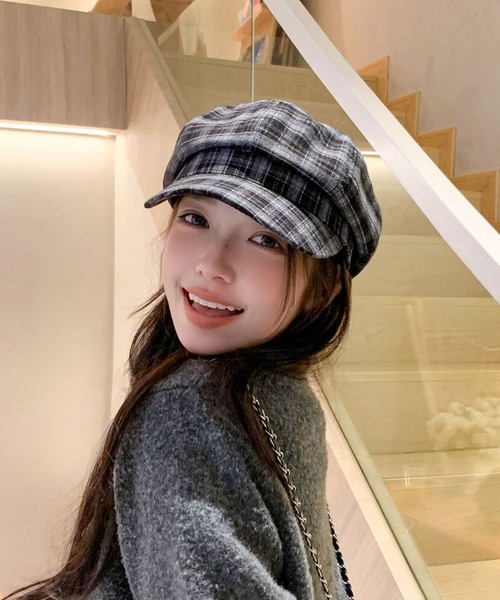 Chiina 帽子 キャスケット Chiina / チェック柄キャスケット帽