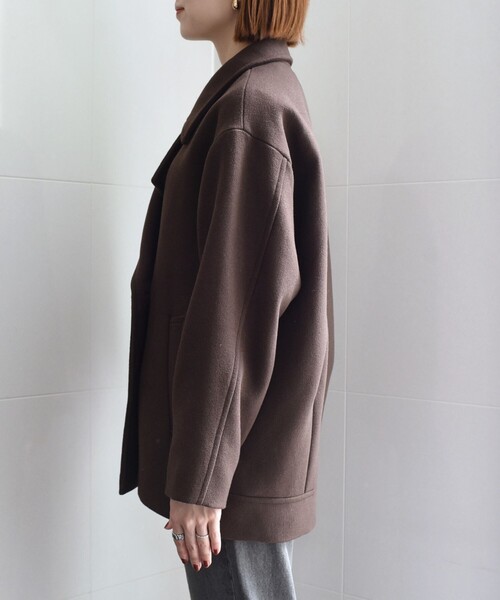 SHIPS any ピーコート pコート any: ウール ミックス コクーン