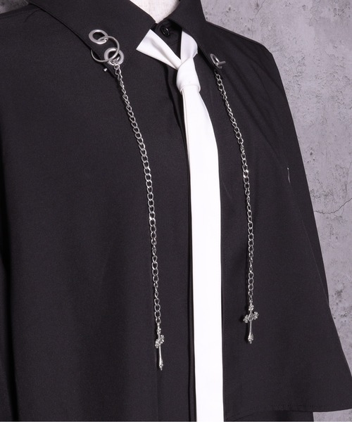 Amilige（アミリージュ） ブラウス シャツ チェーン付きバイカラー