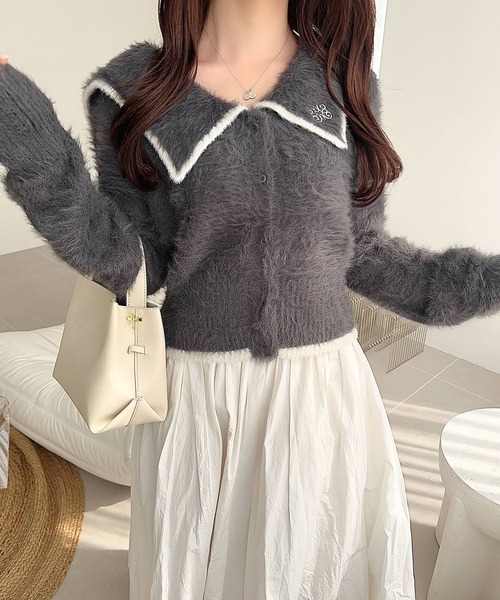 mily bilet カーディガン 「mily bilet」セーラーカラーが可愛い。ロゴ