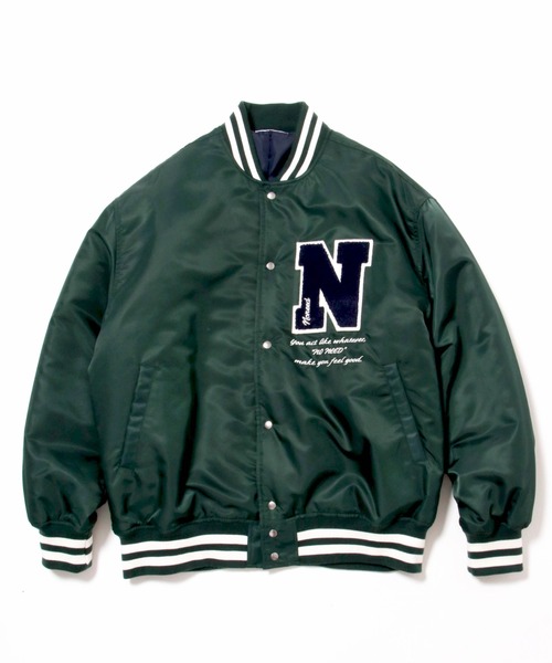 NO NEED（ノーニード） スタジャン ナイロンワッペンリブラインBIG