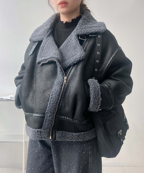 AS KNOW AS（アズノゥアズ） レザージャケット ライダース裏ボア