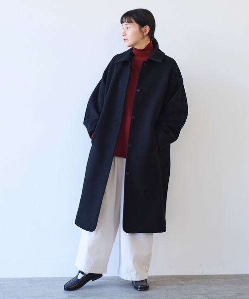 yuni ステンカラーコート コート ウールsuper100 bal collar cocoon