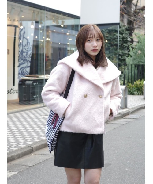 Her lip to ダウンコート ダウンジャケット Double Breasted Shaggy