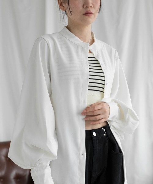 aimoha（アイモハ） ブラウス シャツ ニュアンスカラースタンドカラー