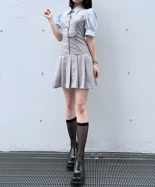 NOMAE（ノーマエ） ワンピース シャツドッキングプリーツミニ