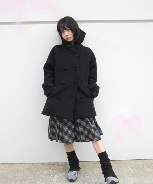 FAVORITO ピーコート pコート フード付きメルトンジャケット