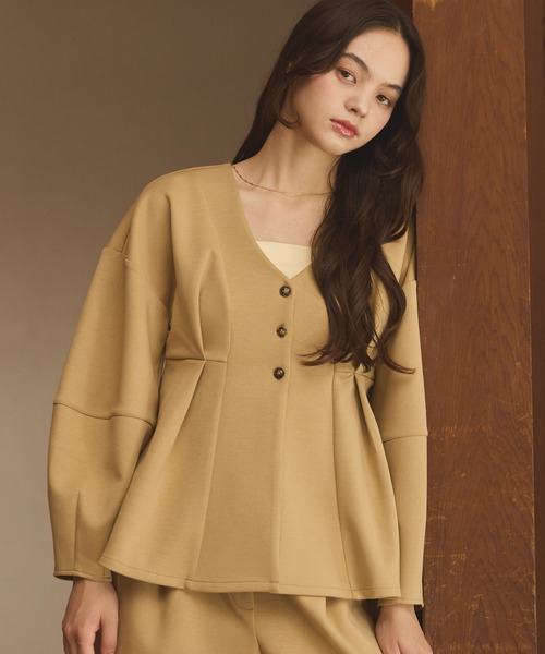 OLUN カーディガン Cocoon peplum cardigan/コクーンペプラム