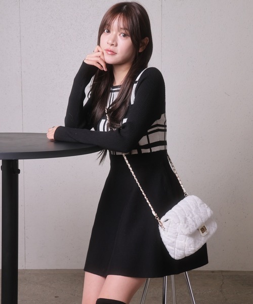 LIP SERVICE（リップサービス） ワンピース LPチェックフレアニット