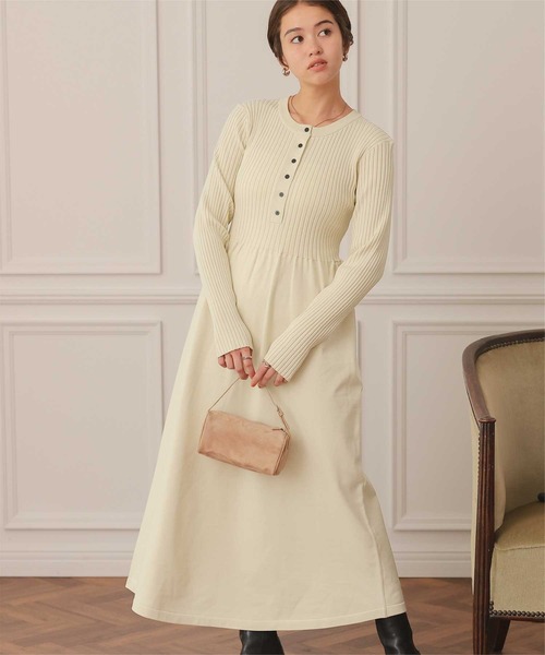 titivate（ティティベイト） ワンピース ヘンリーネックデザインニット