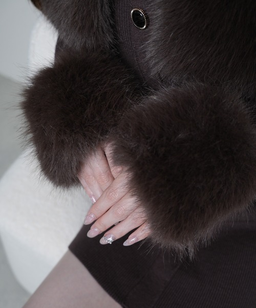 LIP SERVICE（リップサービス） ワンピース ファーオフショルボタン