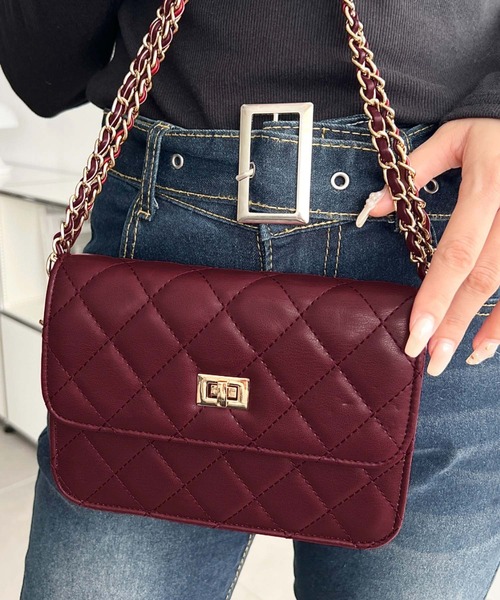 moment+ ショルダーバッグ バッグ フェイクレザーキルティング